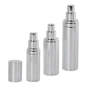 Silver Airless Treatment Bottles with Pumps & Caps
