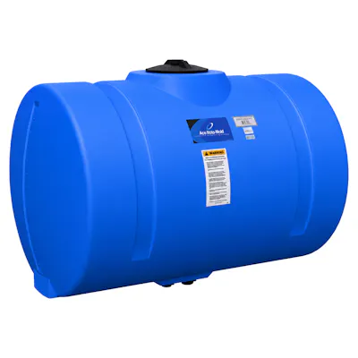 150 Gallon Blue LLDPE Round Horizontal Tank with 8" Lid - 32" Dia. x 52" L