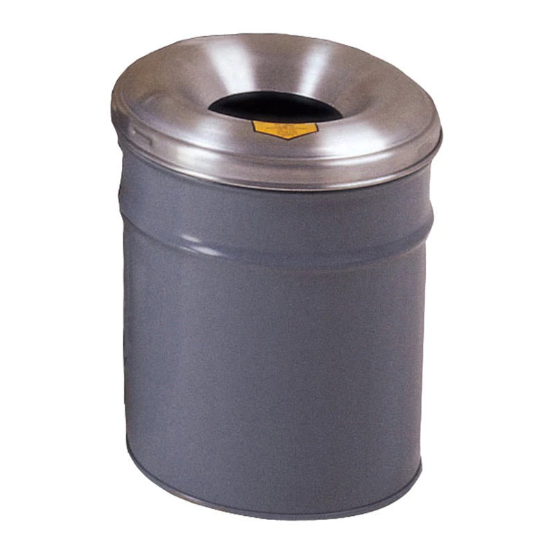 6 Gallon Gray Cease-Fire® Steel Fire-Safe Waste Receptacle with Aluminum Head