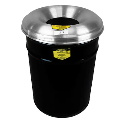 15 Gallon Black Cease-Fire® Steel Fire-Safe Waste Receptacle with Aluminum Head