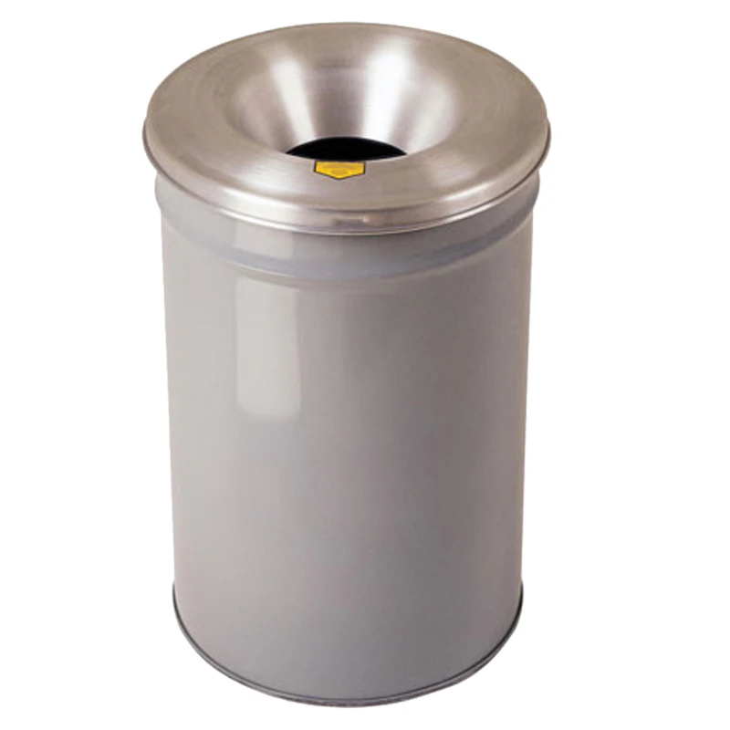 30 Gallon Gray Cease-Fire® Steel Fire-Safe Waste Receptacle with Aluminum Head