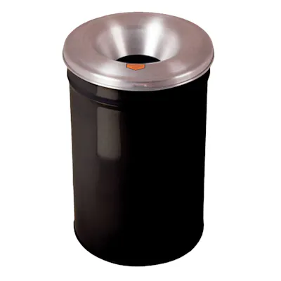 55 Gallon Black Cease-Fire® Steel Fire-Safe Waste Receptacle with Aluminum Head