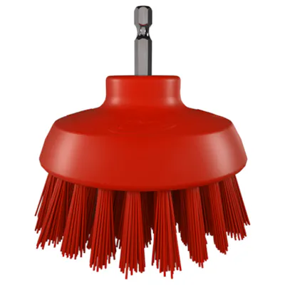 3.5" Dia. Red  Polypropylene Vikan® HyDrive Round Brush with Extra Stiff Polyester Bristles