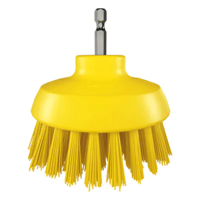 3.5" Dia. Yellow  Polypropylene Vikan® HyDrive Round Brush with Extra Stiff Polyester Bristles