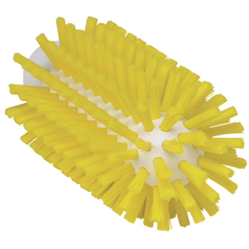 2.5" Dia. Yellow Polypropylene Vikan® Threaded Pipe Brush Head with Stiff Polyester Bristles (Handle Sold Separately)