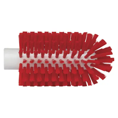 3" Dia. Red Polypropylene Vikan® Threaded Pipe Brush Head with Medium Polyester Bristles (Handle Sold Separately)