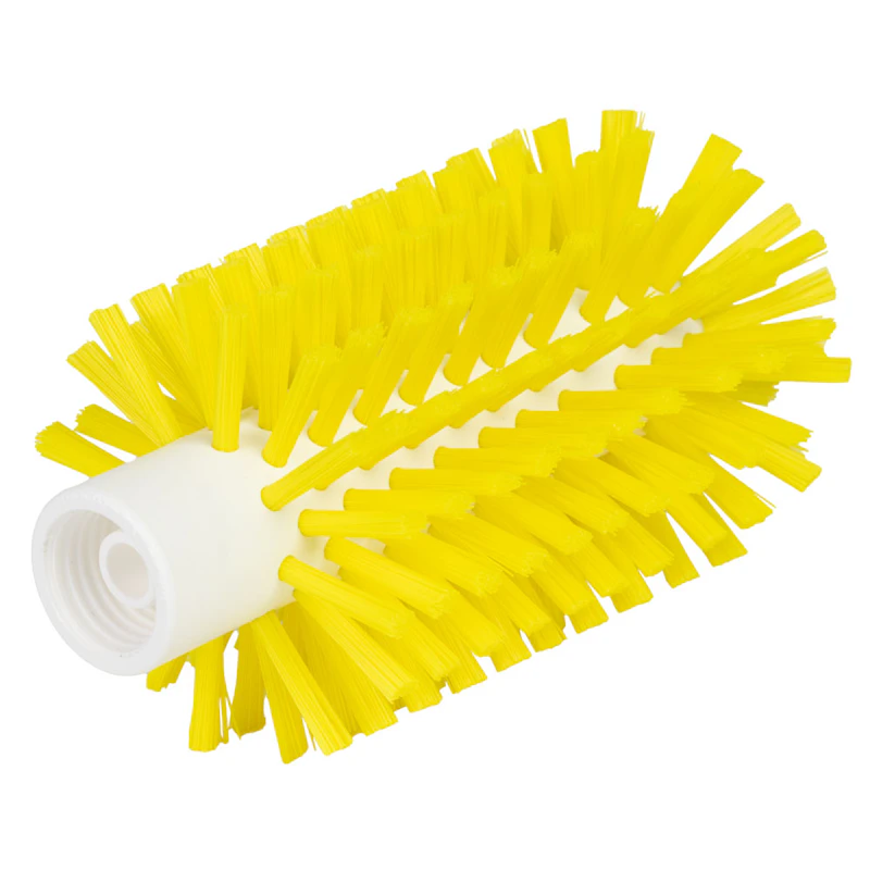3" Dia. Yellow Polypropylene Vikan® Threaded Pipe Brush Head with Medium Polyester Bristles (Handle Sold Separately)
