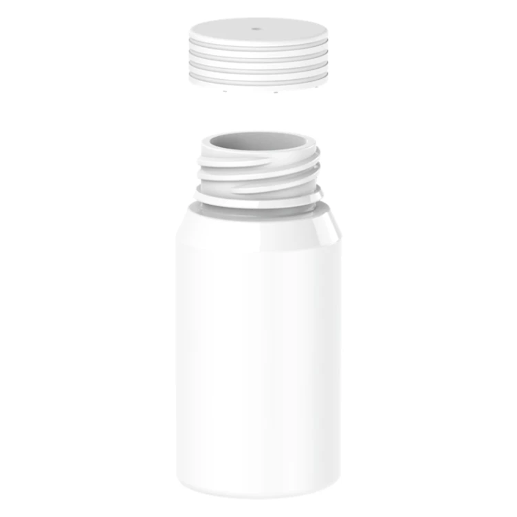 60mL Mini White PET Energy Shot Bottle with White Spiral™ Tamper-Evident Cap