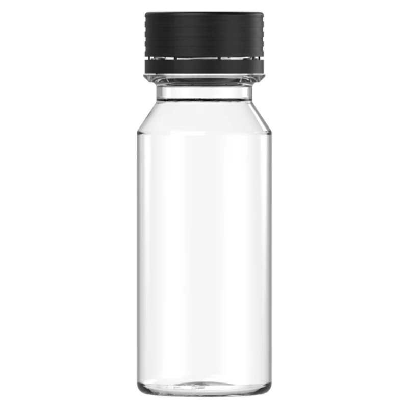 60mL Clear PET Energy Shot Bottle with Black Spiral™ Tamper-Evident Cap