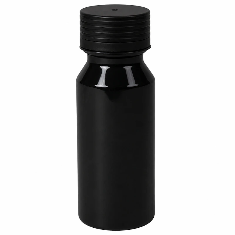 60mL Black PET Energy Shot Bottle with Black Spiral™ Tamper-Evident Cap