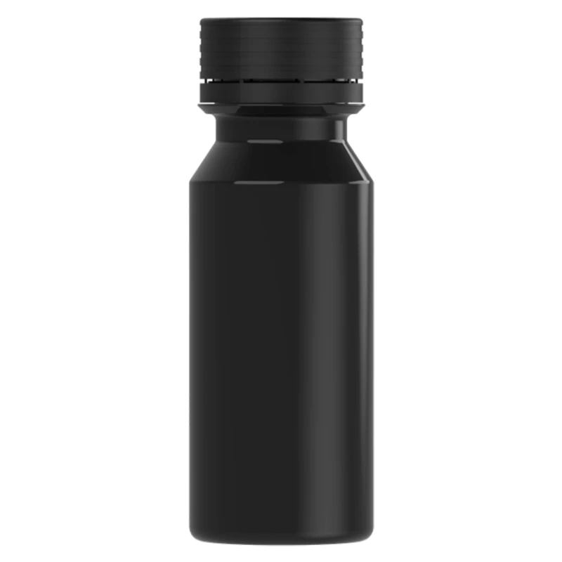 60mL Black PET Energy Shot Bottle with Black Spiral™ Tamper-Evident Cap