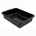 Quantum® 6.8 Gallon Black Polypropylene Flat Bottom Tote with External Handles 21" L x 15" W x 5" Hgt.