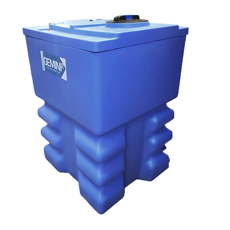 120 Gallon Blue LLDPE Square Gemini² Dual Containment® Tank (1.9 Specific Gravity) with 8" Twist Lid & Ribbed Bottom - 32" L x 32" W x 49-11/16" Hgt.