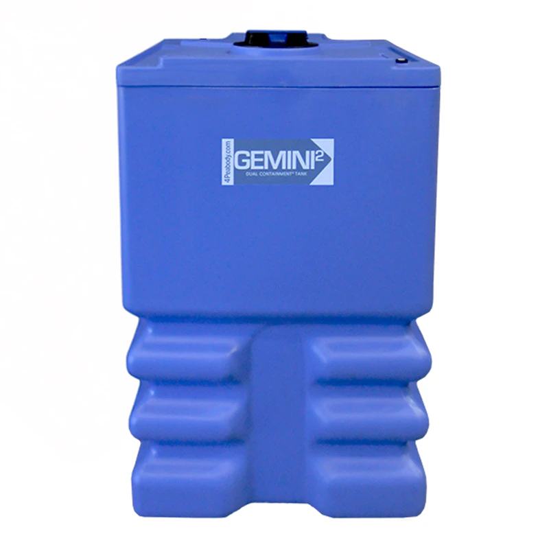175 Gallon Blue LLDPE Square Gemini² Dual Containment® Tank (1.9 Specific Gravity) with 8" Twist Lid & Ribbed Bottom - 35" L x 35" W x 56-3/8" Hgt.