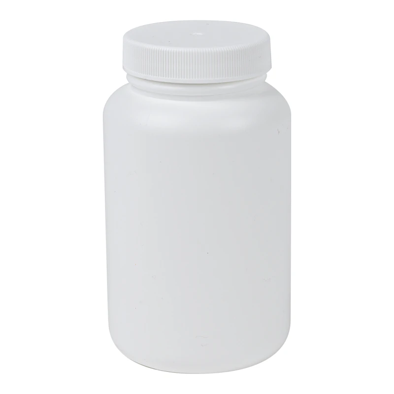 6.8 oz. (200cc) White HDPE Wide Mouth Packer Bottle with 45/400 White Ribbed Cap with F217 Liner