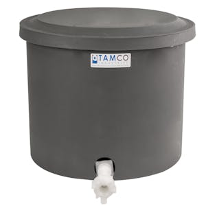 10-12 Gallon Gray Polyethylene Shallow Tamco® Tank with Cover & Spigot - 14" High