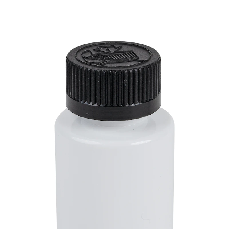 4 oz. White PET Slim Cylindrical Bottle with 24/400 Black Ribbed Polypropylene Child-Resistant Cap (CRC) with F217 Liner