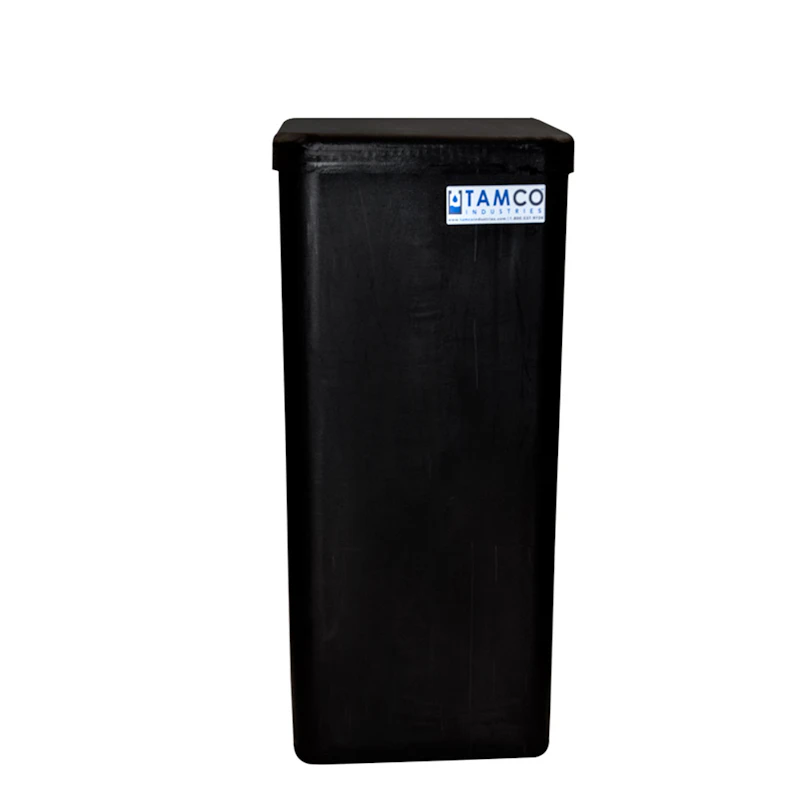 15 Gallon Black Standard Square Tamco® Tank with Cover - 11-1/2" L x 11-1/2" W x 27" Hgt.