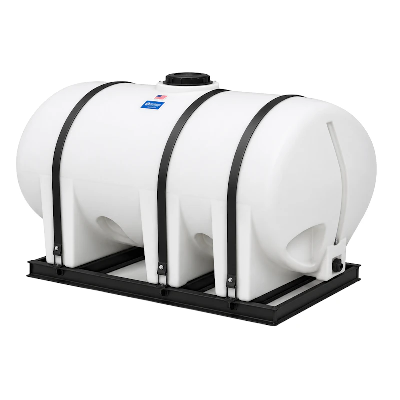 1035 Gallon Natural Polyethylene Elliptical Free-Standing Horizontal Leg Tank with 2" Fitting & 16" Lid (No Sump) - 88" L x 78" W x 55" Hgt.