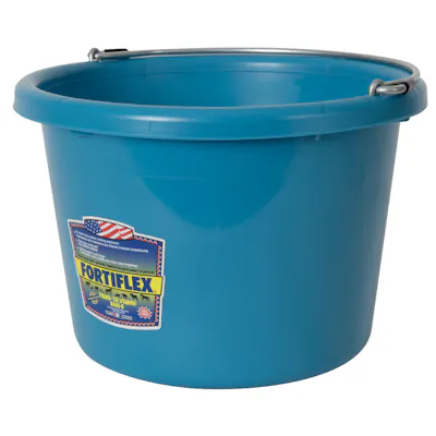 8 Quart Teal Blue Molded Rubber-Polyethylene Pail