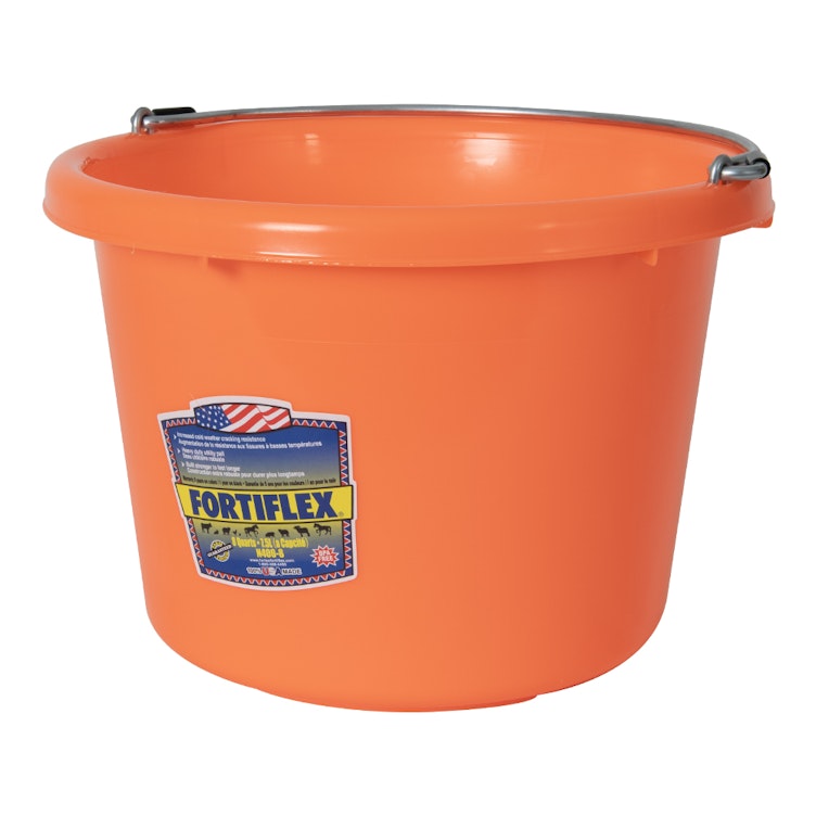 8 Quart Tangerine Orange Molded Rubber-Polyethylene Pail