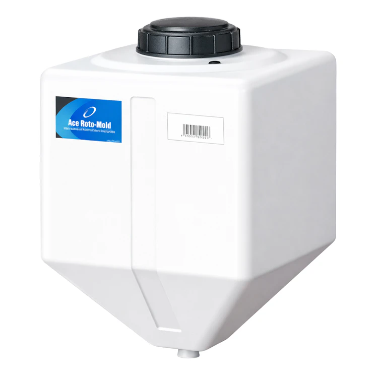 15 Gallon Natural LLDPE Square Rinse Tank with 5" Lid & 1-1/4" Spinweld Fitting - 16" L x 16" W x 23" Hgt.