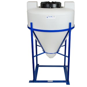 30 Gallon Tamco® Cone Bottom Tank with 60° Cone Angle & Mixer Mounts & 1-1/2" FPT Boss Fitting (Full Drain) - 26" Dia. x 31" Hgt. (Stand sold separately)