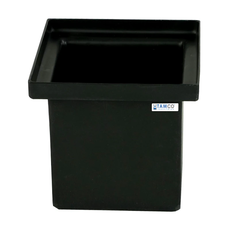 2 Gallon Black LLDPE Rectangular Tamco® Heavy-Duty Tank with Internal Flange - 8" L x 8" W x 8" Hgt. (Cover Sold Separately)