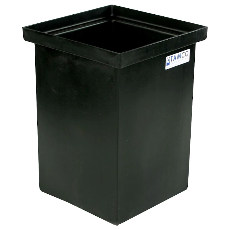 10 Gallon Black LLDPE Rectangular Tamco® Heavy-Duty Tank with Internal Flange - 12" L x 12" W x 18" Hgt. (Cover Sold Separately)