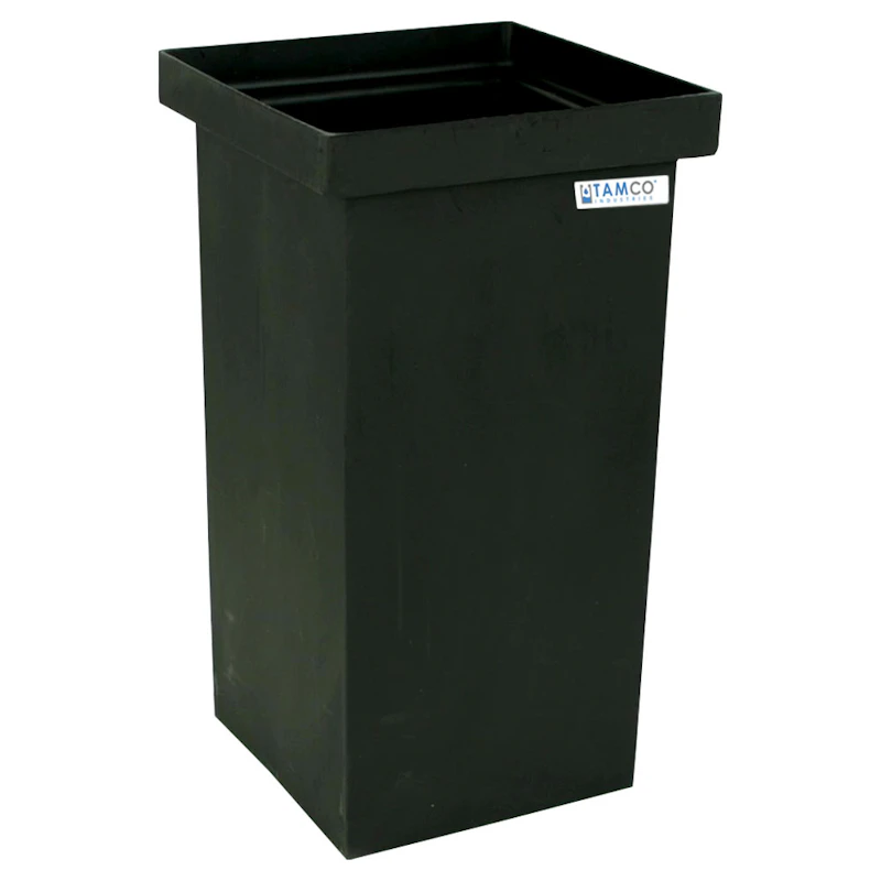 14 Gallon Black LLDPE Rectangular Tamco® Heavy-Duty Tank with Internal Flange - 12" L x 12" W x 24" Hgt. (Cover Sold Separately)