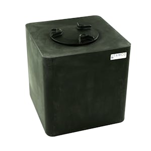 25 Gallon Black Square Utility Tamco® Tank with 8" Gasketed Lid - 18" L x 18" W x 19" Hgt.