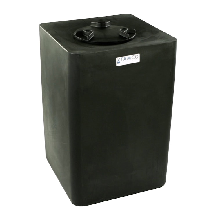 35 Gallon Black Square Utility Tamco® Tank with 8" Gasketed Lid - 18" L x 18" W x 28" Hgt.