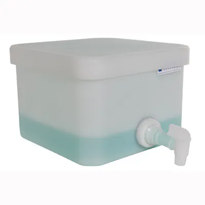 4 Gallon Natural Heavy Duty Square Tamco® Tank with Cover & Spigot - 11-1/2" L x 11-1/2" W x 8-5/16" Hgt.
