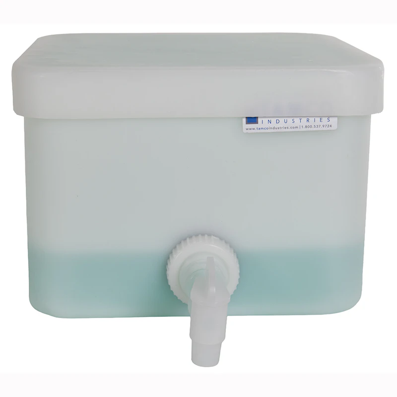 4 Gallon Natural Heavy Duty Square Tamco® Tank with Cover & Spigot - 11-1/2" L x 11-1/2" W x 8-5/16" Hgt.