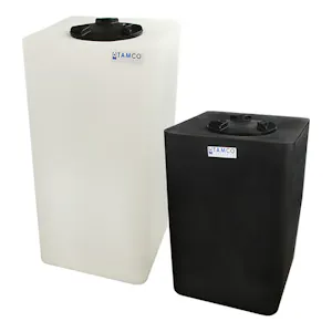 20 Gallon Natural LLDPE Square Utility Tamco® Tank with 8" Gasketed Lid & 3/4" FNPT Fitting & 2-1/2-Gallon Graduations - 20-1/2" L x 20-1/2" W x 14-1/2" Hgt.