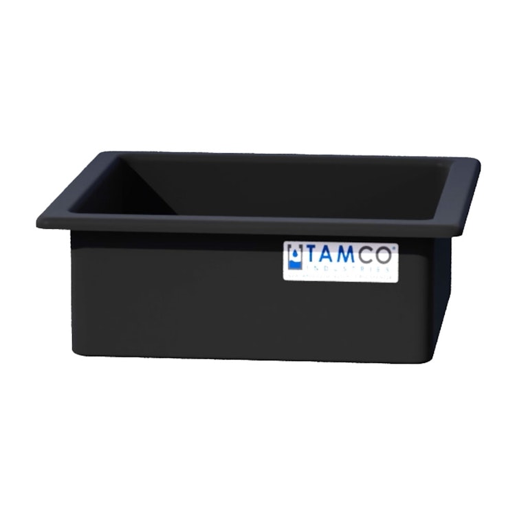 46 Gallon Black LLDPE Rectangular Tamco® Heavy-Duty Tank with External Flange - 30" L x 30" W x 12" Hgt. (Cover Sold Separately)
