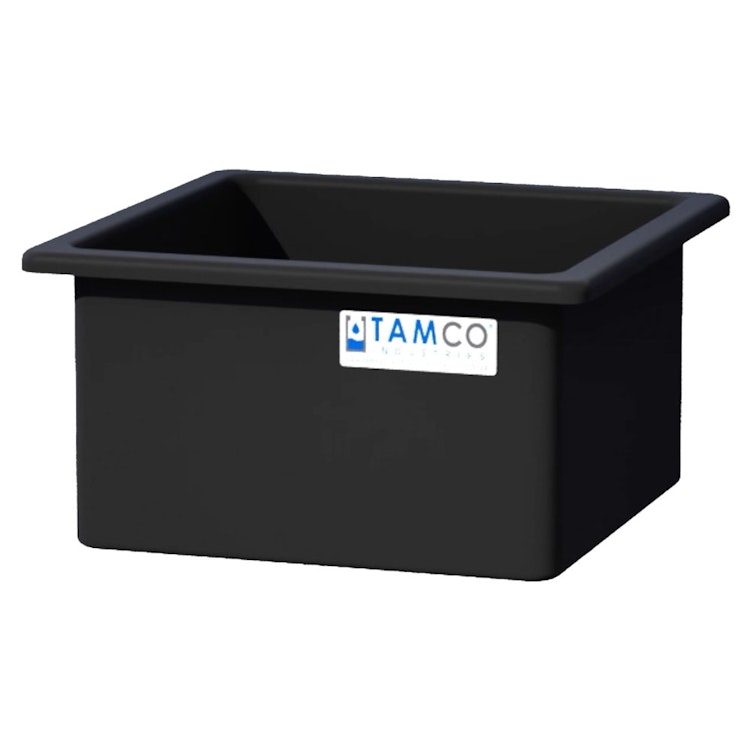 69 Gallon Black LLDPE Rectangular Tamco® Heavy-Duty Tank with External Flange - 30" L x 30" W x 18" Hgt. (Cover Sold Separately)