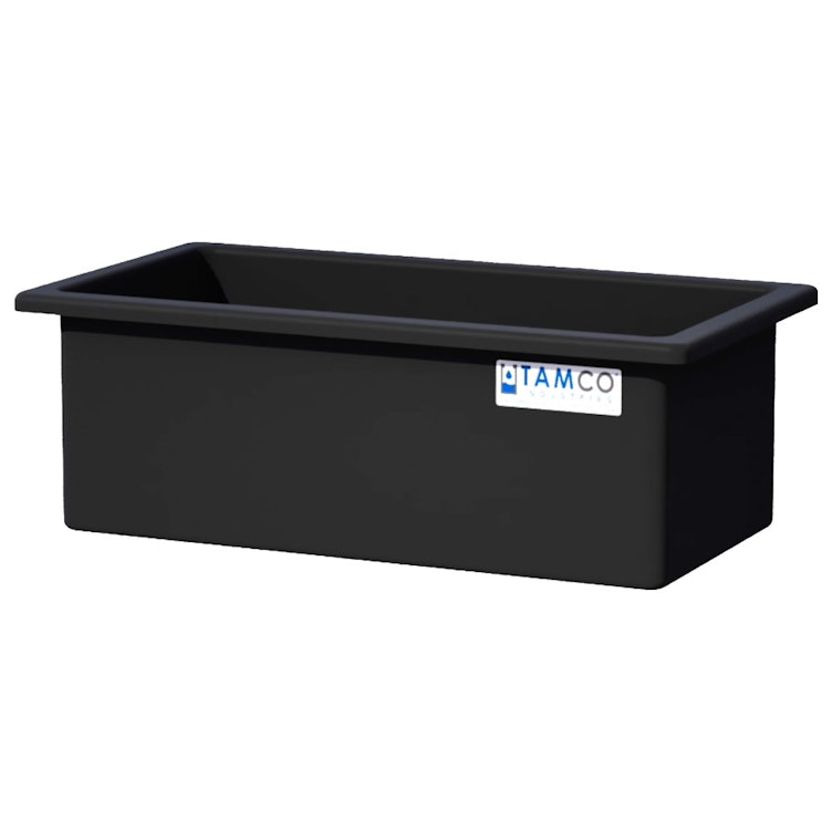 75 Gallon Black LLDPE Rectangular Tamco® Heavy-Duty Tank with External Flange - 48" L x 24" W x 18" Hgt. (Cover Sold Separately)