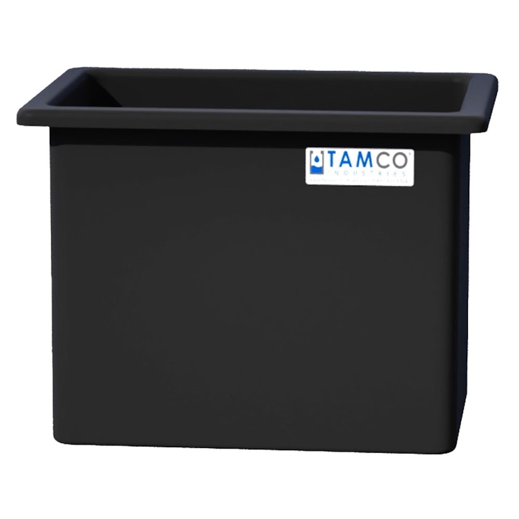 112 Gallon Black LLDPE Rectangular Tamco® Heavy-Duty Tank with External Flange - 36" L x 24" W x 30" Hgt. (Cover Sold Separately)