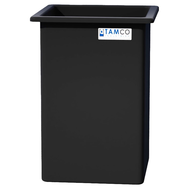 184 Gallon Black LLDPE Rectangular Tamco® Heavy-Duty Tank with External Flange & 2" Polypropylene Bulkhead Fitting - 30" L x 30" W x 48" Hgt. (Cover Sold Separately)
