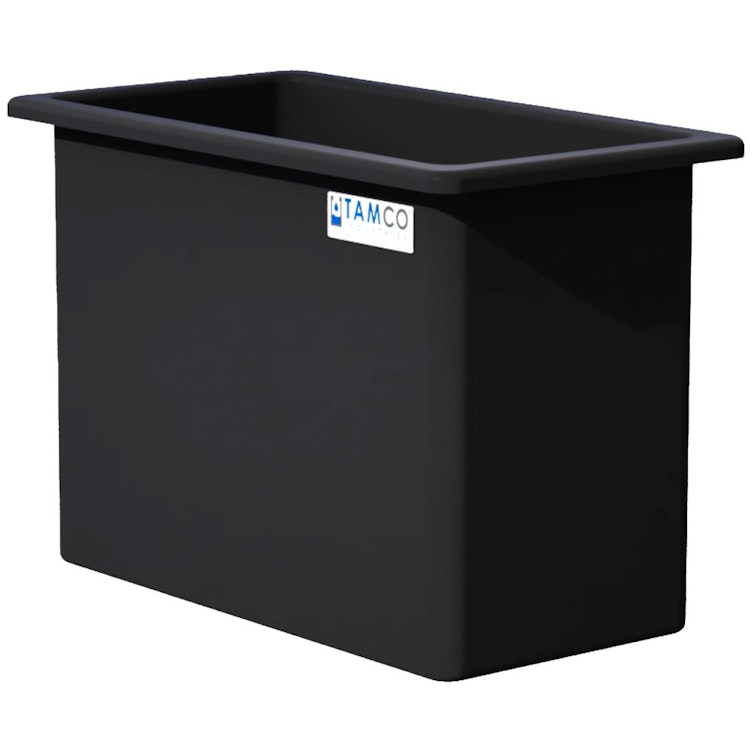 160 Gallon Black LLDPE Rectangular Tamco® Heavy-Duty Tank with External Flange - 48" L x 24" W x 36" Hgt. (Cover Sold Separately)