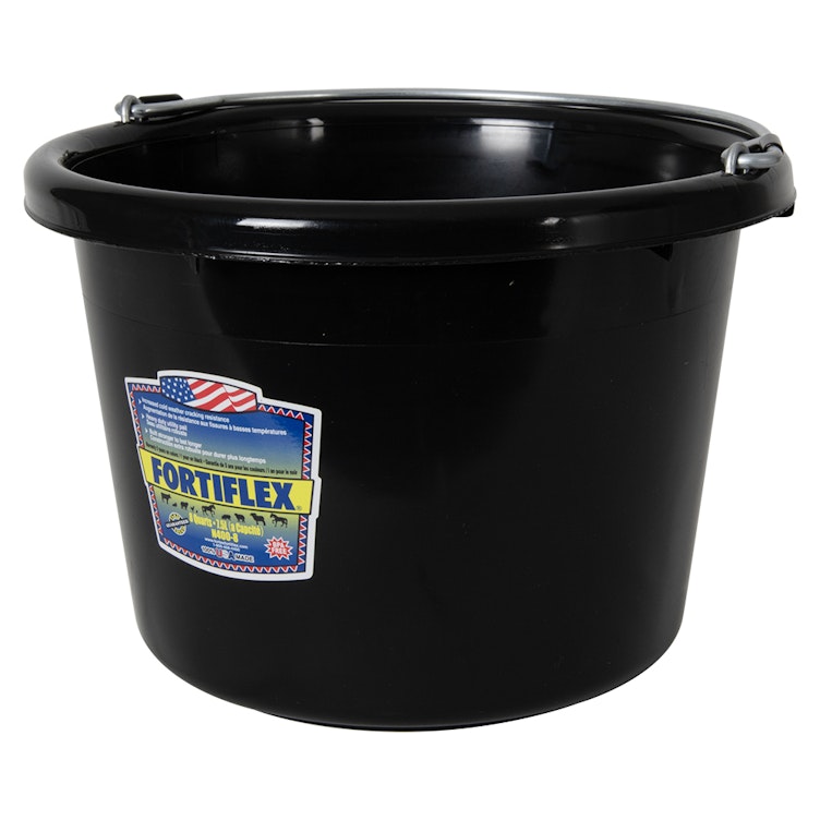 8 Quart Black Molded Rubber-Polyethylene Pail