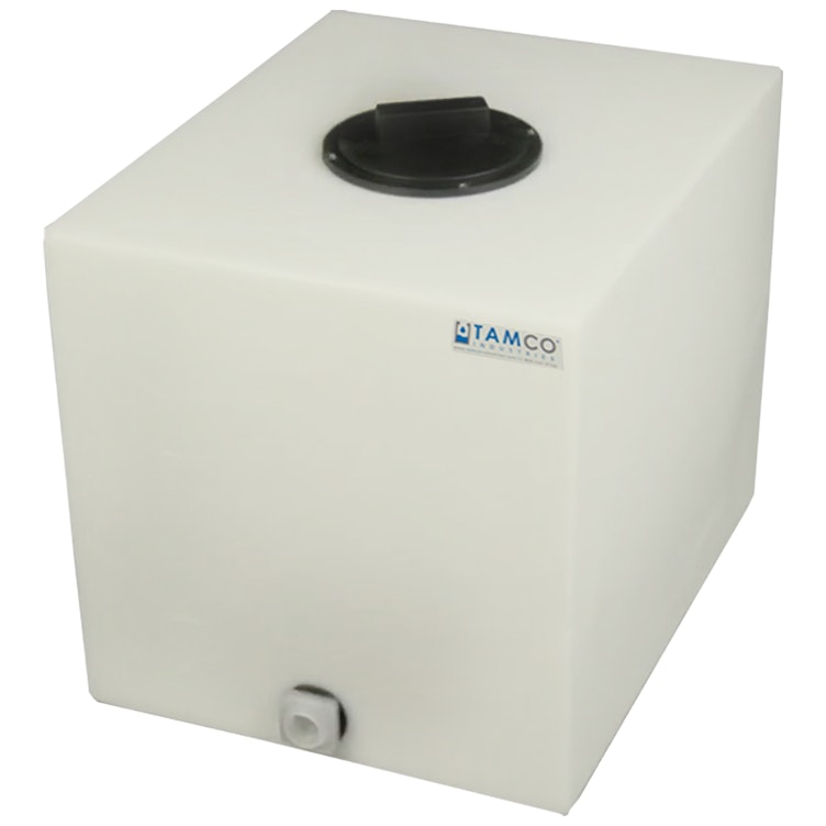 16 Gallon Natural LLDPE Rectangular Utility Tamco® Tank with 8" Gasketed Lid & 3/4" FNPT Fitting & 2-Gallon Graduations - 18-1/2" L x 15" W x 16-1/2" Hgt.
