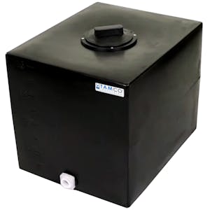 16 Gallon Black Molded Polyethylene Tamco® Tank with 8" Gasketed Lid & 3/4" FNPT Fitting - 18-1/2" L x 15" W x 16-1/2" Hgt.