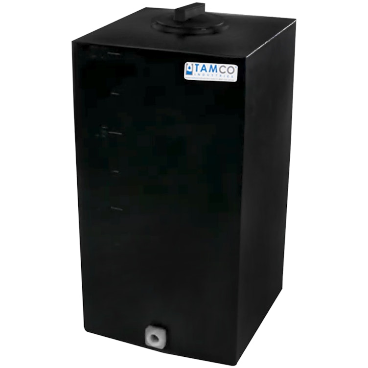 20 Gallon Black Molded Polyethylene Tamco® Tank with 8" Gasketed Lid & 3/4" FNPT Fitting - 14" L x 14" W x 27" Hgt.