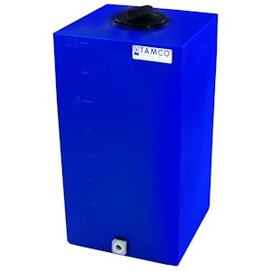 20 Gallon Blue Molded Polyethylene Tamco® Tank with 8" Gasketed Lid & 3/4" FNPT Fitting - 14" L x 14" W x 27" Hgt.