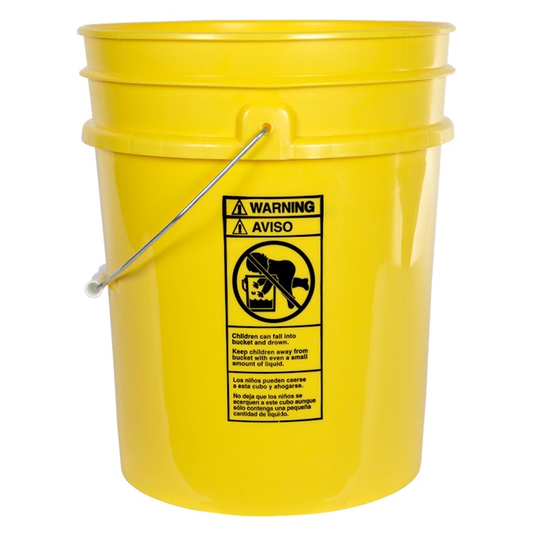 4-1/4 Gallon Natural HDPE Premium Round Bucket with Wire Bail Handle &  Plastic Hand Grip (Lid sold separately)
