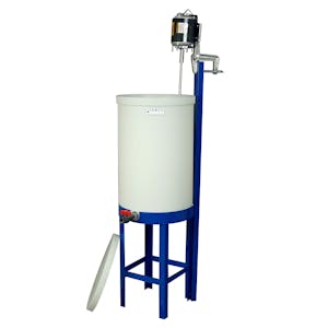 15 Gallon Natural LLDPE Tamco® Cylindrical Tank with 3/4" PVC Ball Valve, Stand & 2-Blade Electric Mixer