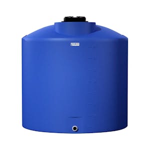400 Gallon Tamco® Vertical Blue PE Tank with 12-1/2" Plain Lid & 2" Fitting - 54" Dia. x 55" Hgt.