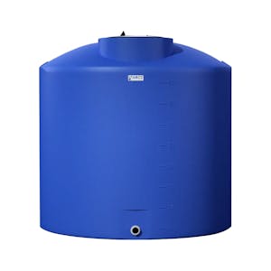 400 Gallon Tamco® Vertical Blue PE Tank with 16" Plain Lid & 2" Fitting - 54" Dia. x 55" Hgt.